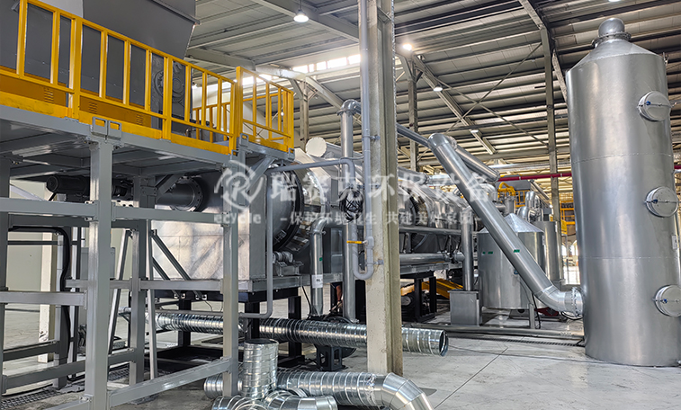 熱解鋰電池回收處理設(shè)備線現(xiàn)場圖